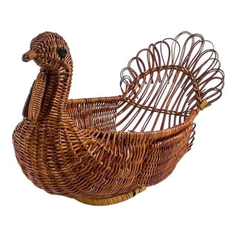 Vintage Chicken Design Wicker Basket